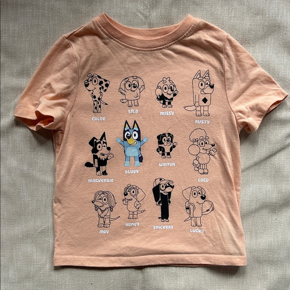 Kids Bluey Character T-Shirt - Peach
